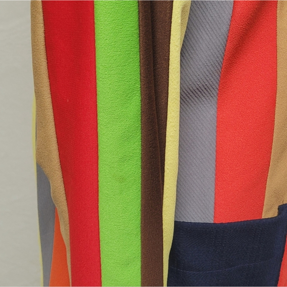Handmade OOAK Vintage 70s Rainbow Striped Multi Paneled Open Front Blazer Jacket - Picture 16 of 16
